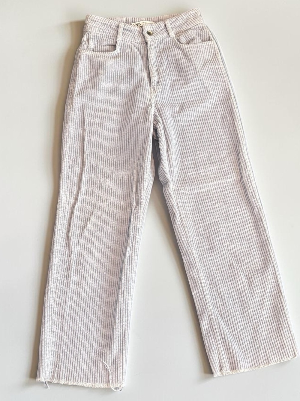 Zara Lilac Wide Leg Corduroy Pants Raw Hem High Rise Size 4